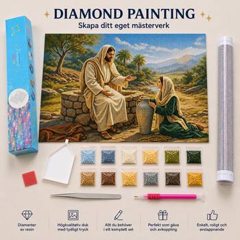 Diamantmålning - Jesus och den samariska kvinnan - 40x50 cm, en produkt från Nya Musik som utvecklar och engagerar människor i alla åldrar.