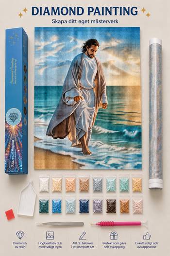 Diamantmålning - Jesus går på en strand - 40x50 cm, en produkt från Nya Musik som utvecklar och engagerar människor i alla åldrar.