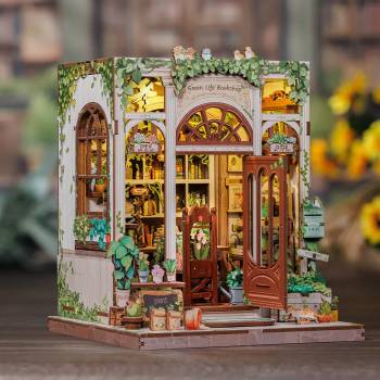 Miniatyrhus - Green Life Bookshop, en produkt från Nya Musik som utvecklar och engagerar människor i alla åldrar.