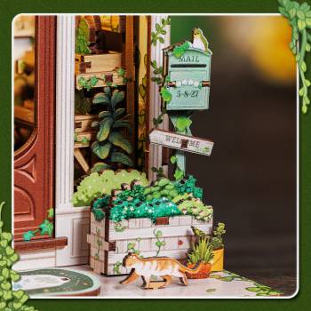 Miniatyrhus - Green Life Bookshop, en produkt från Nya Musik som utvecklar och engagerar människor i alla åldrar.
