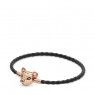 BLACK LEATHER BRACELET WITH PANDORA ROSE LIONESS CLASP