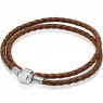 PANDORA Brown Double Braided Bracelet JSP1140 In Leather