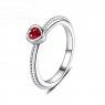 PANDORA Synthetic Ruby Heart Love Ring JSP1420 In Sterling Silver