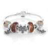 PANDORA Silver Poetic Blooms Floral Complete Bracelet JSP0342 With Pave CZ 