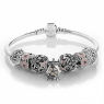 PANDORA Pink Primrose Floral Complete Bracelet JSP0334 With Pave CZ In Silver