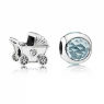 PANDORA Blue Baby Pram Baby Charm Set JSP0497 With Cubic Zirconia In Silver