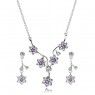 PANDORA Forget Me Not Dropper Floral Jewellery Set JSP0052 With Pave CZ 