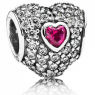 PANDORA Red Heart Love Charm JSP1039 With Cubic Zirconia In Silver