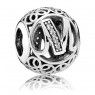 PANDORA Vintage M Swirl Alphabet Charm JSP0765 In Silver