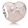 PANDORA Pink Bow And Lace Heart Love Charm JSP0677 