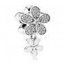 PANDORA Dazzling Daisy Duo Dropper Floral Charm JSP0622 In Silver