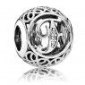 PANDORA Vintage F Swirl Charm JSP0772 In Silver