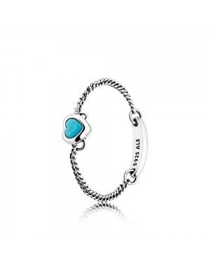 Pandora Blue Spirited Heart Chain Ring 197191NYA