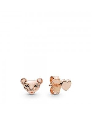 PANDORA ROSE LIONESS AND HEART EARRING STUDS