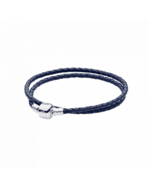 Pandora Moments Double Woven Leather Bracelet - Blue 590705CDB-D