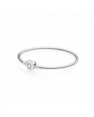 Pandora Moments Silver Bangle, Logo Heart Clasp 596268