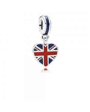 Pandora Great Britain Heart Flag Pendant Charm 791512ENMX