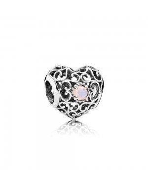 Pandora October Signature Heart Birthstone Charm 791784NOP