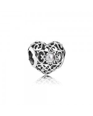 Pandora April Signature Heart Birthstone Charm 791784RC