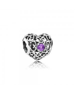 Pandora February Signature Heart Birthstone Charm 791784SAM