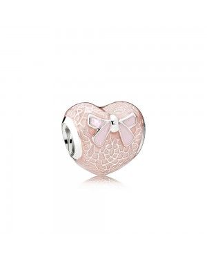 Pandora Pink Bow & Lace Heart Charm 792044ENMX