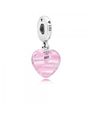 Pandora Pink Ribbon Heart Glass Pendant Charm 797069