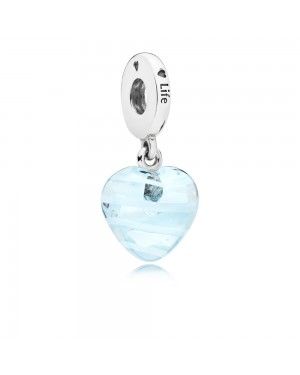 Pandora Blue Ribbon Heart Glass Pendant Charm 797142