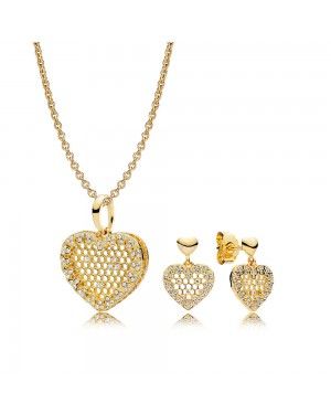 Pandora Honeycomb Lace Necklace And Earring Set GS0108