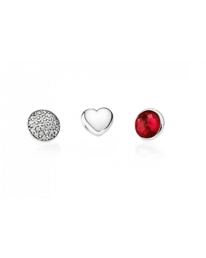 PANDORA Petite Memories July Synthetic Ruby Birthstone Locket Charm Set JSP0630 In Silver