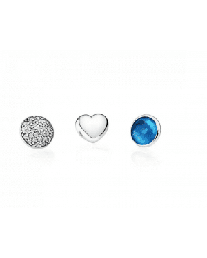 PANDORA Petite Memories December Blue Crystal Birthstone Locket Charm Set JSP0636 In Silver