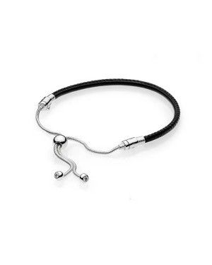 Pandora Moments Sliding Leather Bracelet, Black 597225CBK