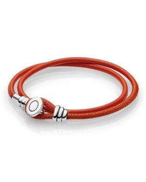 Pandora Moments Double Leather Bracelet, Spicy Orange 597194CSO-D