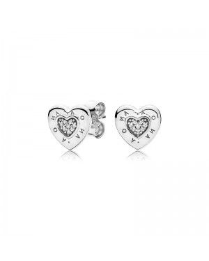 Pandora Logo Heart Stud Earrings 297382CZ