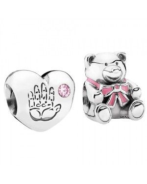 PANDORA Baby Girl Baby Charm Set JSP0543 With Pave CZ In Sterling Silver