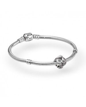 PANDORA Floral Heart Padlock Complete Bracelet JSP0412 With Pave CZ 