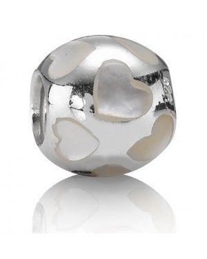 PANDORA Hearts Love Charm JSP1080 In White Mother Of Pearl