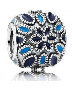 PANDORA Cathedral Rose Blue Floral Charm JSP0957 In Enamel