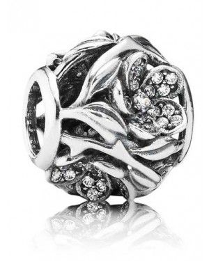 PANDORA Open Floral Floral Charm JSP1046 With Cubic Zirconia In Silver