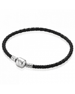 PANDORA Black Braided Bracelet JSP1142 In Leather