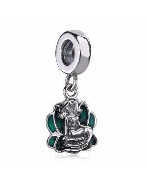 Little Mermaid & Green Seashell Dangle Charm 791895EN111