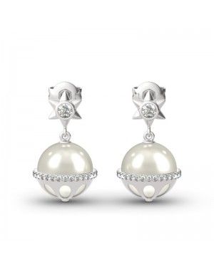 Joanfeel Jewellery, Hexagram Cultured Pearl Drop Earrings