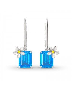 Joanfeel Jewellery, "Fragrant Flower" Emerald Cut Drop Earrings