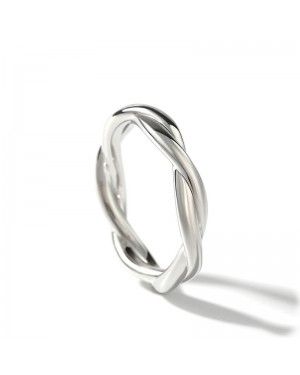 Joanfeel Simple Twist Designed Sterling Silver Ring for Men