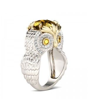 Feather Round Cut Sterling Silver Owl Ring JFLR0184S |Joanfeel Australia