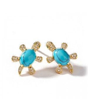 Joanfeel Wise Tortoise Turquoise Designed Stud Earrings