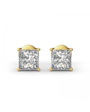 Joanfeel Classic Princess Cut Silver Stud Earrings