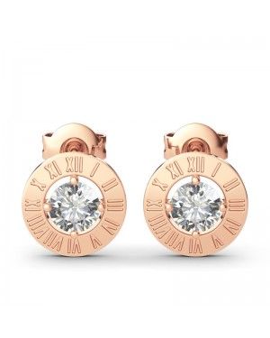 Joanfeel"Mystical Beauty" Roman Numeral Round Cut Stud Earrings