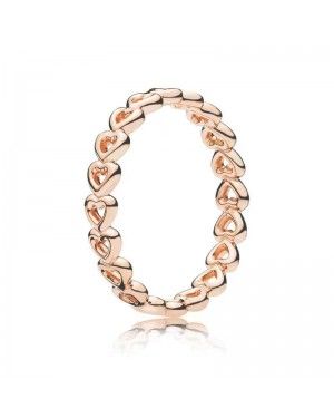 PANDORA Linked Love Heart Band Ring JSP1690 In Rose Gold