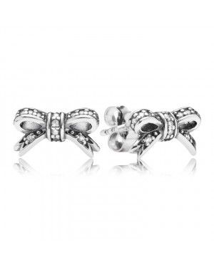 PANDORA Delicate Bow Bows Stud Earrings JSP1287 With Pave CZ 