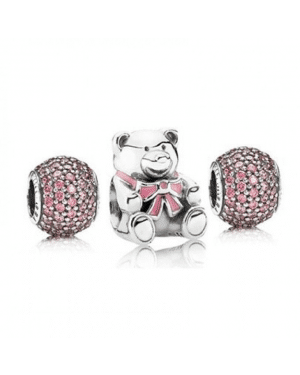 PANDORA Pink For A Girl Baby Charm Set JSP0449 With CZ 